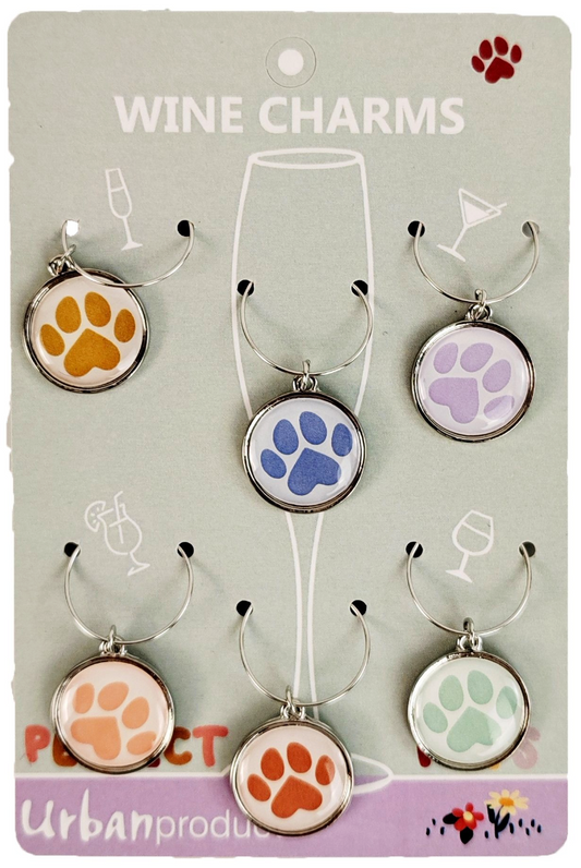 Paw print wine charms