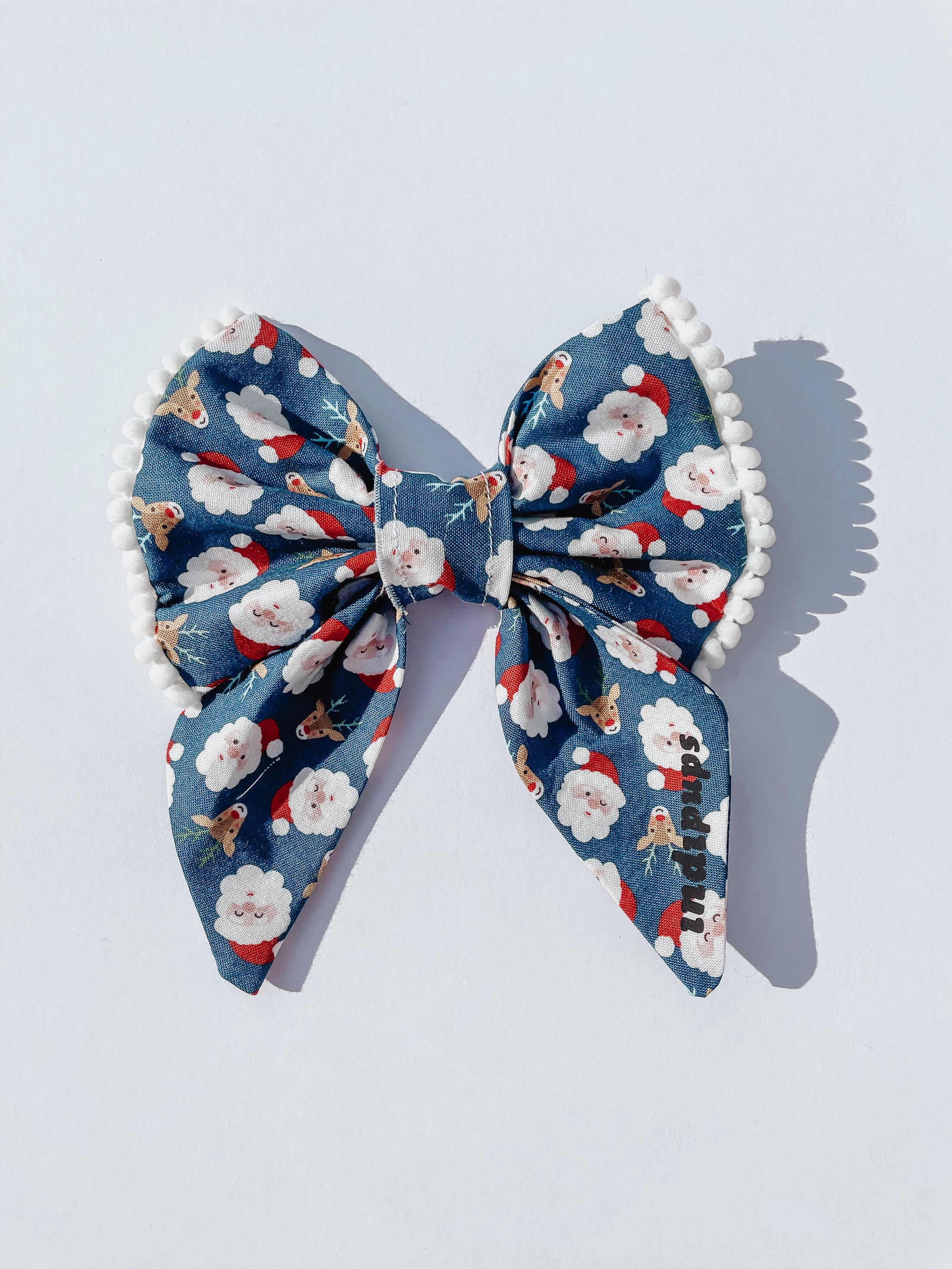 Santa Baby Sailor Bow with pom poms - Indi Pups