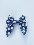 Load image into Gallery viewer, Santa Baby Sailor Bow with pom poms
